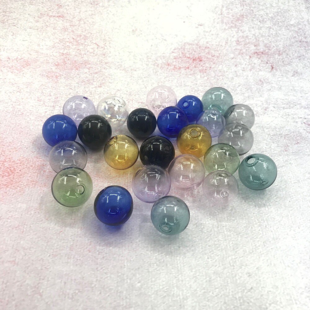 20pcs/lot 20mm color top Mini Globe Glass Round Bottle Beads Necklace Pendant Locket two holes Ball Jewelry terrarium