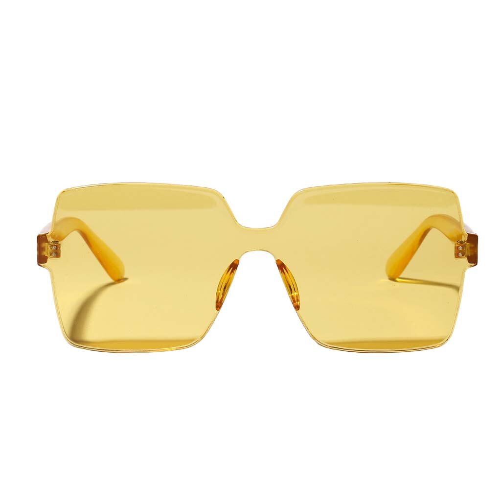 Vrouwen Randloze Vierkante Zonnebril Retro Eyewear Zonnebril Shades: Yellow