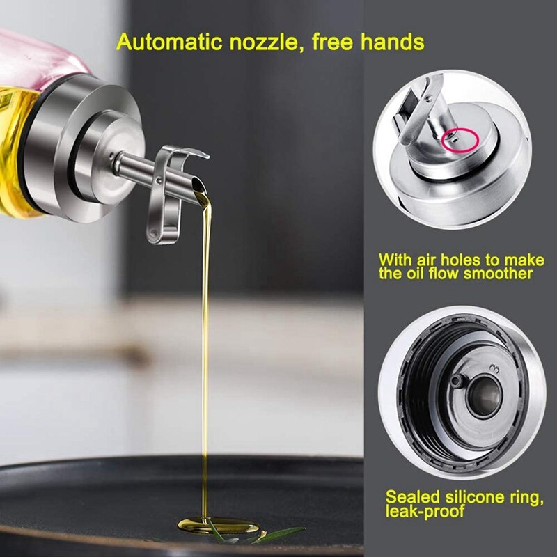 Hoge Borosilicaat Hittebestendig, Olie-Lekkage, light-Proof Huishouden Keuken Olieman Keuken Dispenser Fles 500Ml Roze