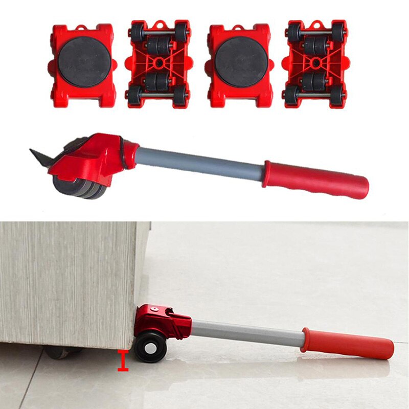 5Pcs Portable Furniture Mover Transport Lifter Tool Set Heavy Duty Furniture Remover Lifter Sliders Kit Wheel Bar Moving Device