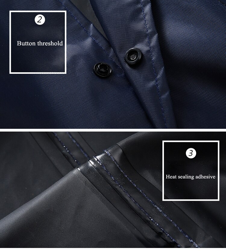 Impermeable largo con capucha para hombres impermeable reflectante tela Oxford gabardina de plástico Anti-tormenta general de viaje al aire libre chubasquero