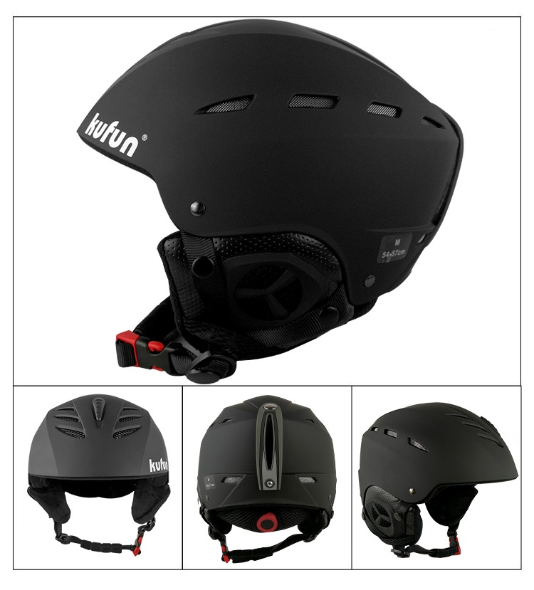 Kufun skidhjälm snowboardhjälm skidhjälm snö vinter barn vuxna skateboard skateboard barn formgjutna män kvinnor: Svart / M (55-58cm)