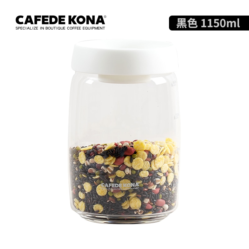 CAFEDEKONA Glass Canister Vacuum glass sealed tank Eco Friendly Borosilicate Glass Storage Jars With Lid Food Kitchen Glass Jar: WHITE 1150ML