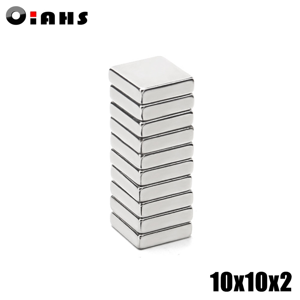 10/20Pcs 10X10X2 Neodymium Magneet 10*10*2 Mm N35 Ndfeb Blok super Krachtige Sterke Permanente Magnetische Imanes Blok