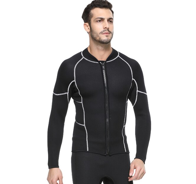 SBART Mannen 3MM Neopreen Wetsuit Tops Heren Zwemmen Surf Shirts Lange Mouwen Winter Warm Snorkelen Duik Wetsuits Jas