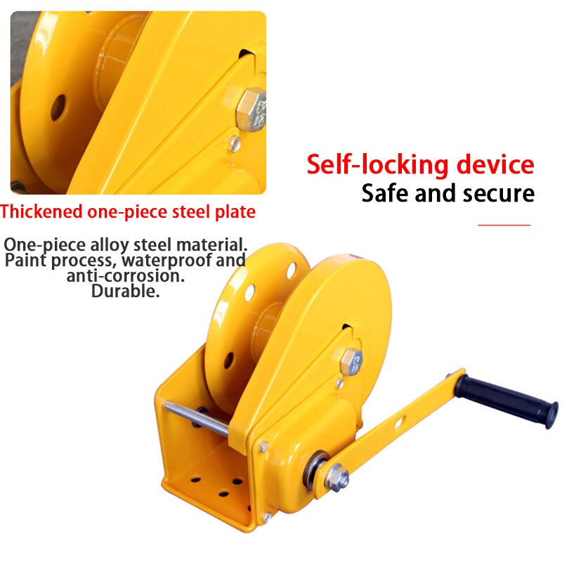 1200lb Hand Crank Two-way Self-locking Manual Winch Household Small Portable Traction Hoist with Brake Manual Winch CH