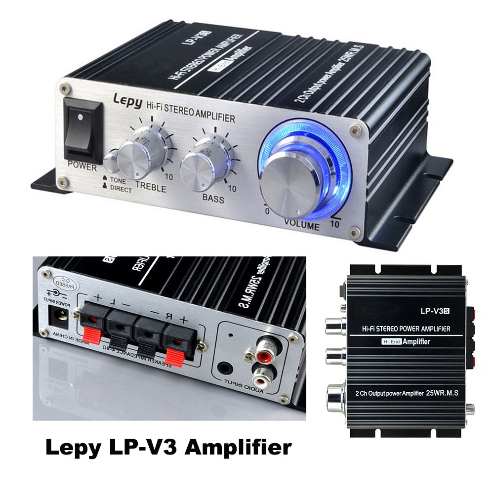 12V Mini LP-V3 Amplifier Stereo Connection Volume Control 3.5mm 700W Power Songs Track Car Audio Speaker Digital MP3 Hi-Fi