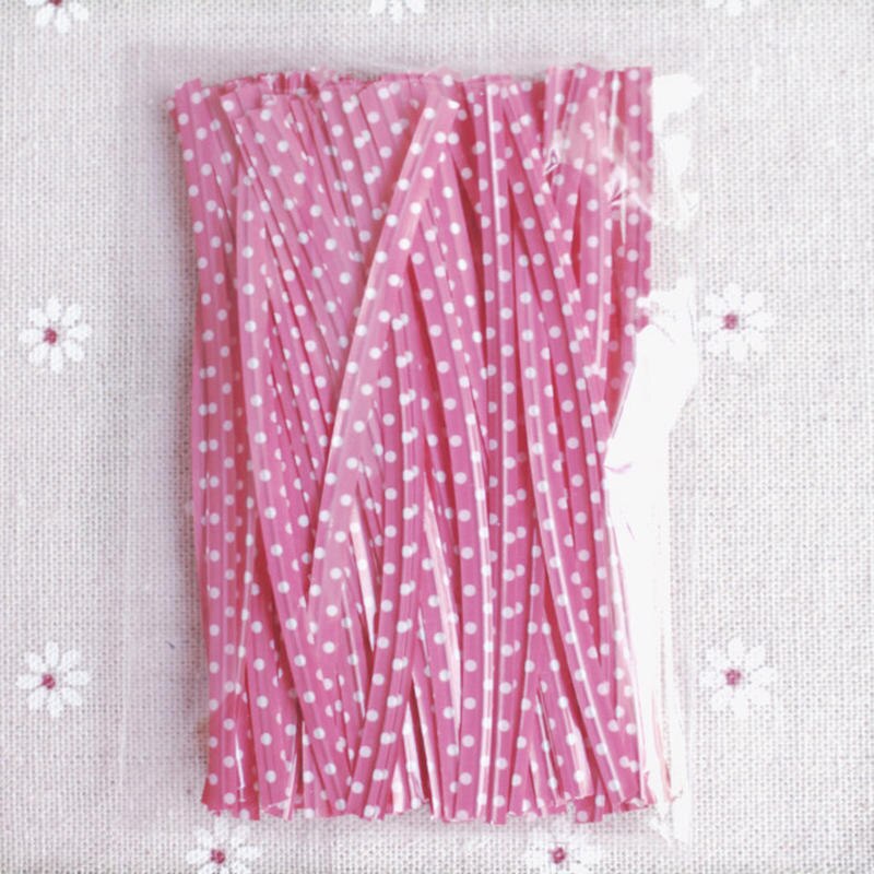 100 st 9cm tråd metalliska snoddar för cello godispåse stål bakförpackning ligation klubba dessert försegling twist slips