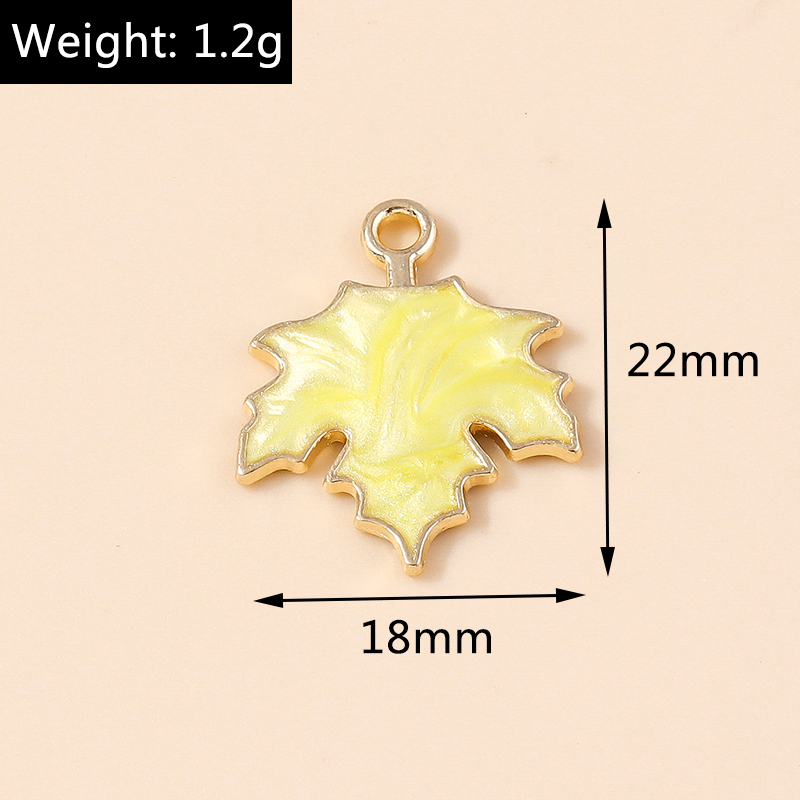 Dijes de Hojas de arce de otoño esmaltado, 10 piezas, 18x22mm, para fabricación de joyas, colgante, collar, llavero, artesanía hecha a mano