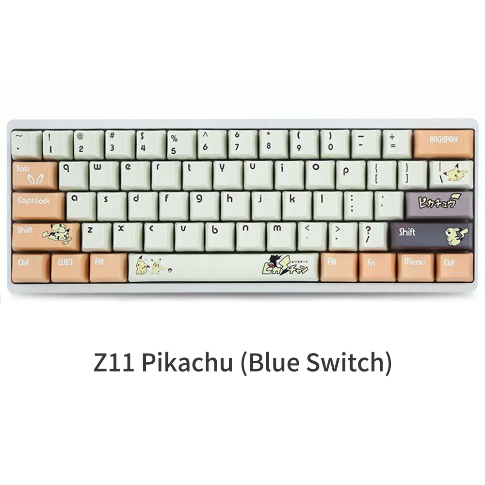 HUO JI E-YOOSO Z-11 Wired 60% Mechanical Keyboard Tenkeyless Anti-Ghosting Linear Blue Switch Led Backlit Removable Cable: Z11 Pikachu