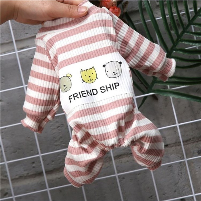 Mjuk bomull hund katt jumpsuit pyjamas för små hundar pudel yorkshire french bulldog katten overall maskota kläder kläder