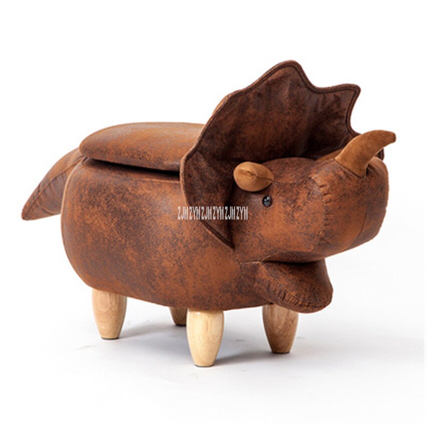Modern High Density Resilient Sponge Animal Change Shoe Stool Solid Wood Children Shoes Storage Stool Living Room Sofa Footstool: with storage brown