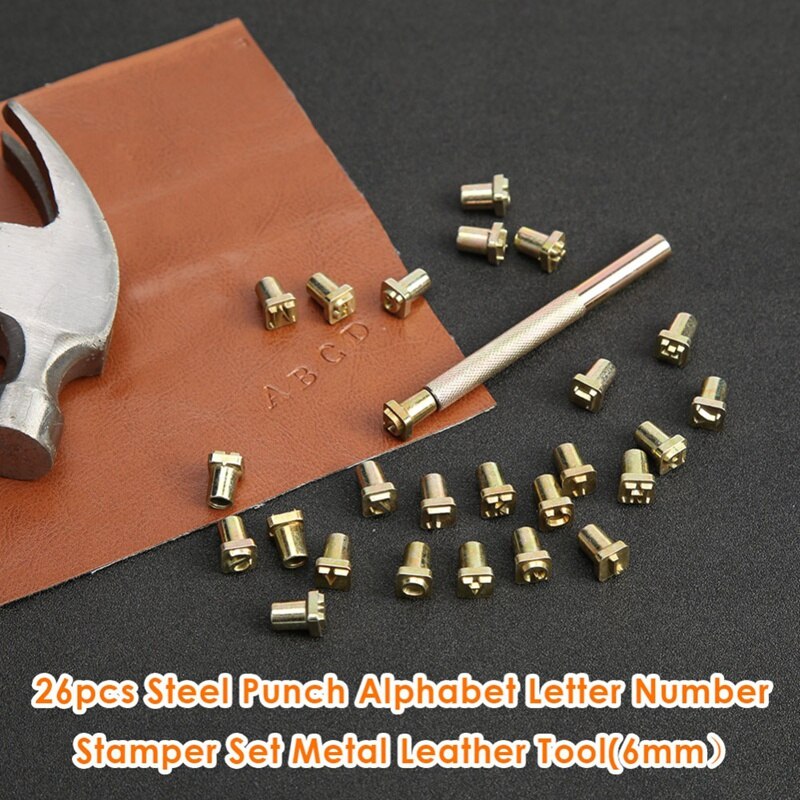 26 stk stål alfabet stempler punch sæt til læder håndværk stempler værktøjer 26 engelske bogstaver metal stempel sæt leathercraft