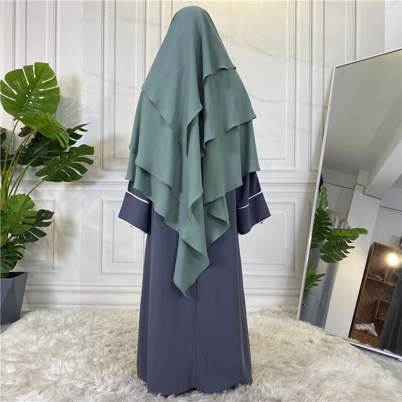 Ramadan Eid Prayer Garment Long Khimar Hijab Scarf Sleeveless Tops Islamic Women Abaya Jilbab Abayas Muslim Arab Clothing Niqab: green Khimar