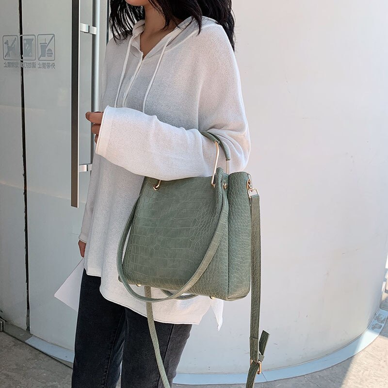 RanHuang sacs à main de pour femmes sacs seau en cuir Pu Alligator sacs à main sacs à bandoulière filles sacs de messager