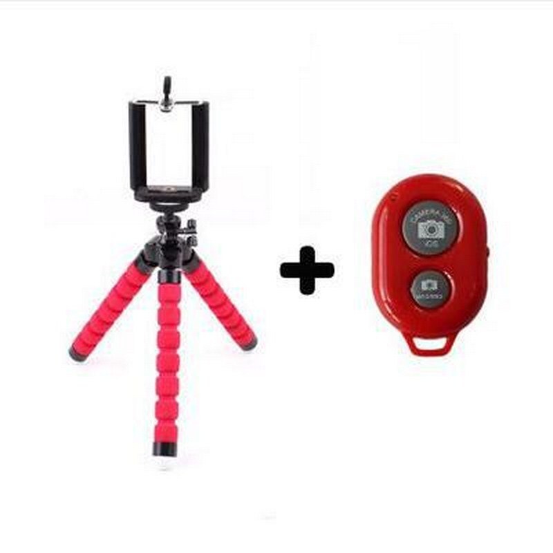 Mini Tripod for Phone Monopod Selfie Remote Stick for Smartphone Iphone Tripode Mobile Phone Holder Bluetooth Tripods with Clip: Red with Remote