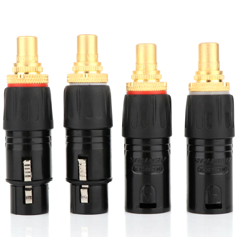 4Pcs/set HIFI Audio Connector RCA To XLR Male Female Plug Gold Plated Connector Plugs