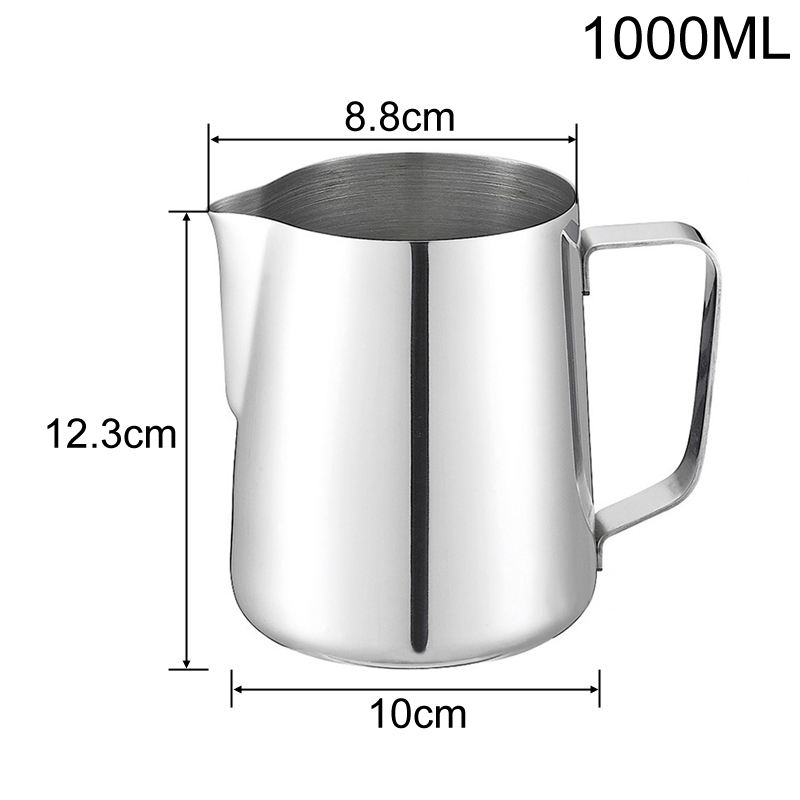 350Ml 500Ml 700Ml 1000Ml Rvs Melk Werper Geschikt Voor Koffie, latte &amp; Opschuimen Melk Koffie Pitcher Pull Bloem: 1000ml