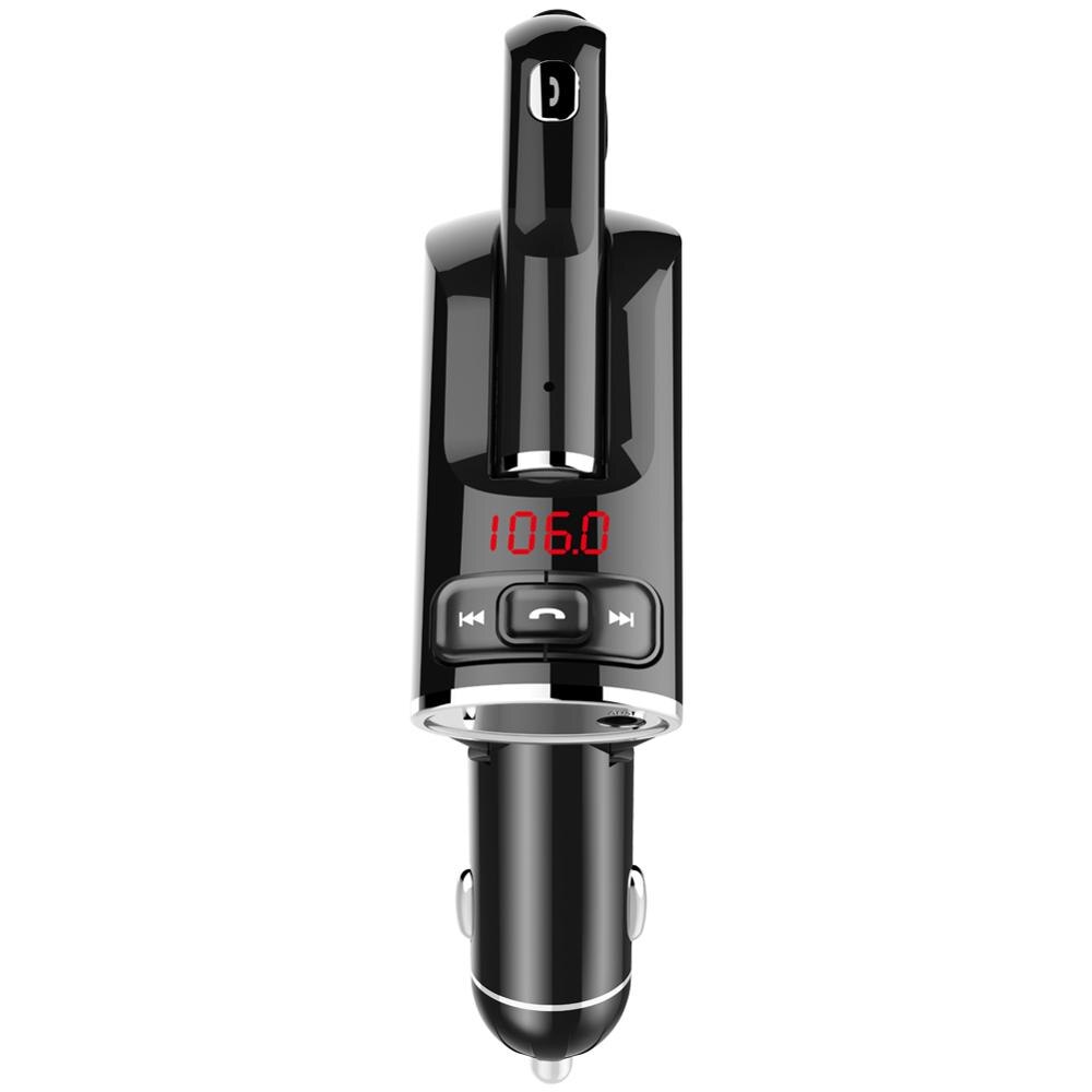 Handsfree Cigarette lighter Bluetooth 5.0 Car Kit FM Transmitter Audio Music Receiver Adapter USB Quick Charger LED Display