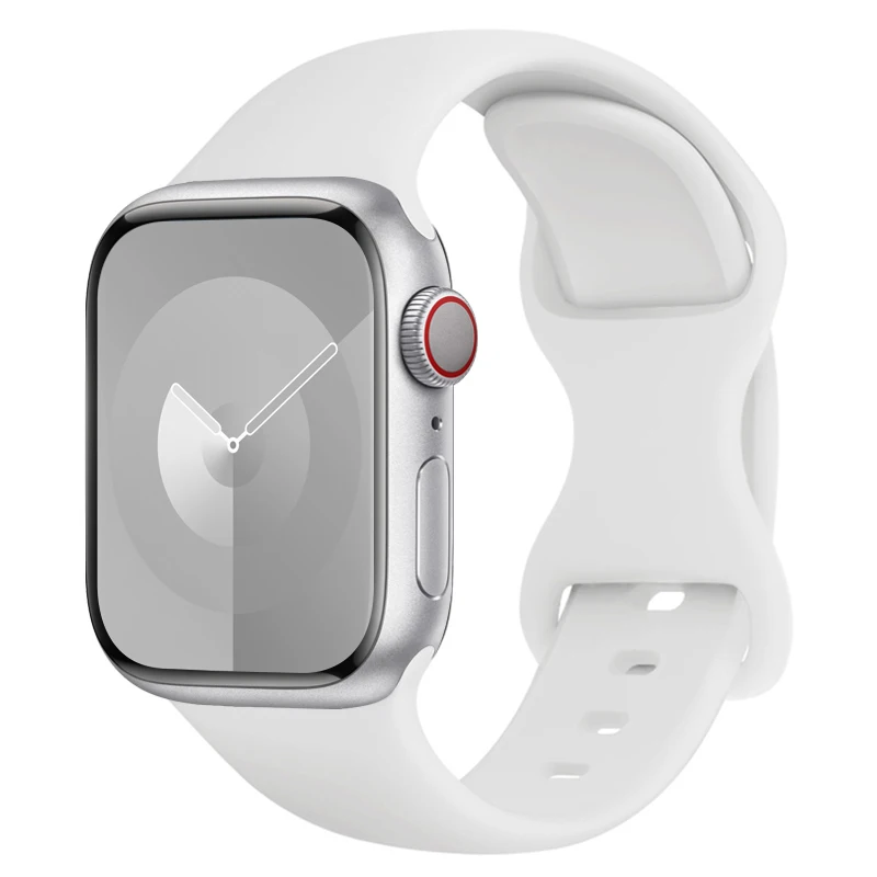 Silicone Strap For Apple Watch Band 45mm 44mm 40mm 41mm 42mm 38mm 49mm 46mm bracelet iwatch series 10 9 8 7 se 3 5 6 Ultra band: White Black / 14mm