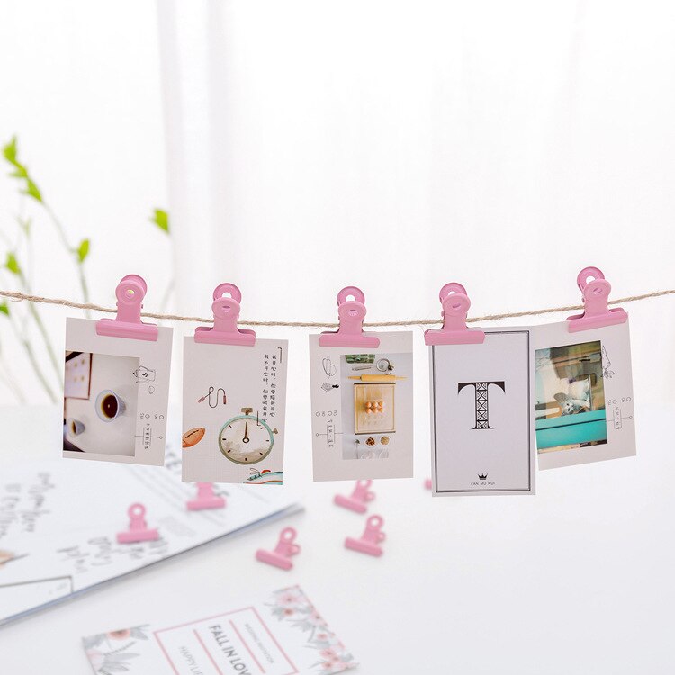 (2 pieces/lot) 3cm Japanese Style Retro Pink Clip Metal Clamp Student Test Notes Paper Clips Lot Picture Holder
