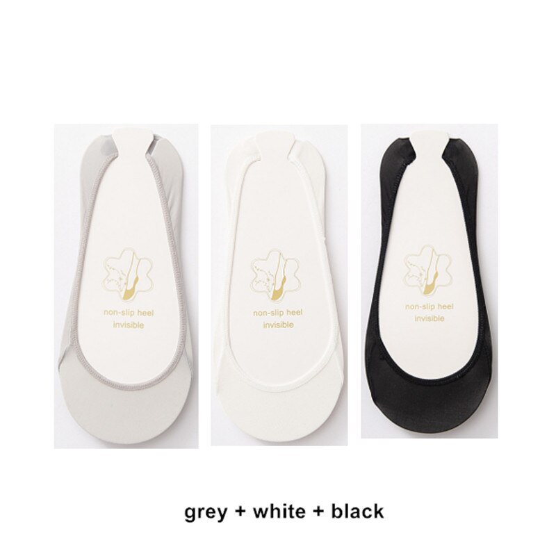 Women's Sock Slippers 3 Pairs Invisible Boat Slipper Socks Silicone Non-Slip High Heels Shoes Ice Silk Thin Half-Palm Suspender: 1