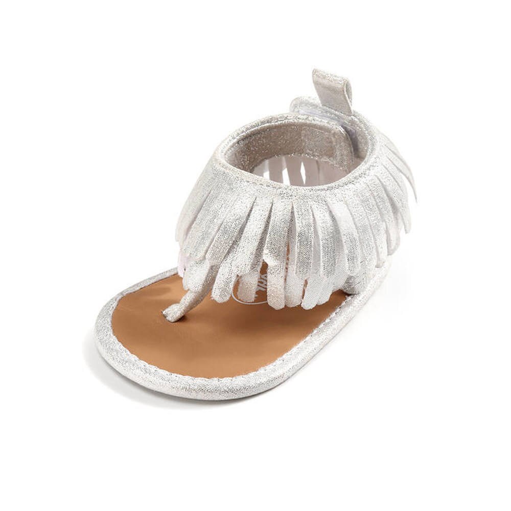 Newborn Infant Toddler Baby Sandals Girls Bling Shining Fringe Anti-Slip Cotton Sole First Walkers Summer Party Shoes