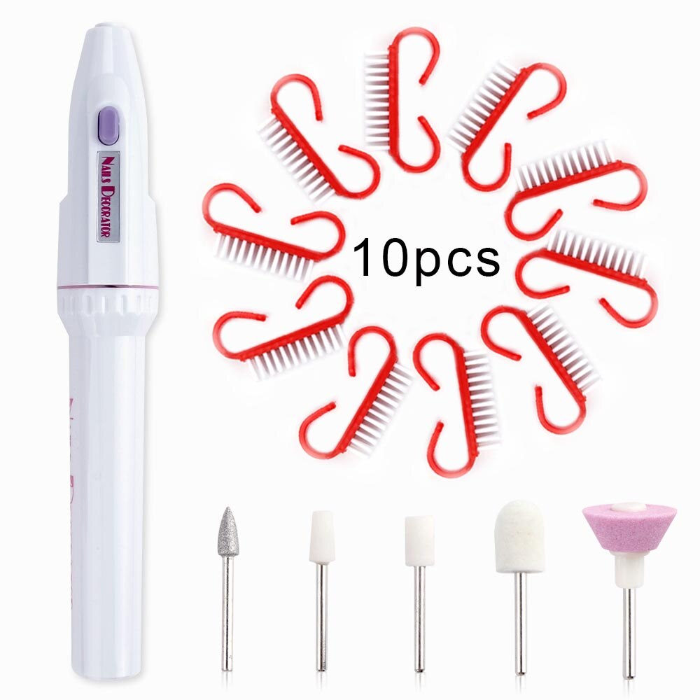 Elektrische Nail Boor Machine Draagbare Nagel Boren Manicure Pedicure Apparatuur Nail Borstel Stof Borstel Polijsten Gereedschap: set 6