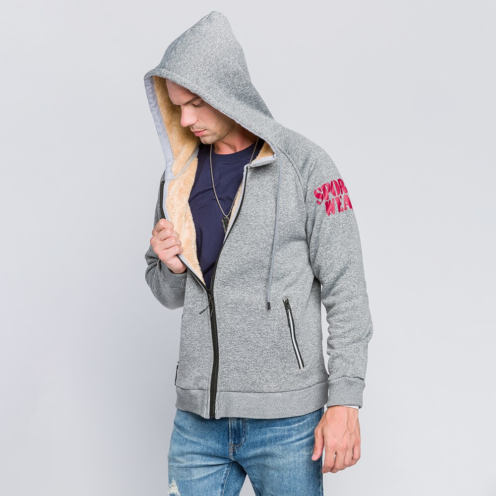 Casual hoodies jacka män vinter tjocka varma fleecerockar bomull dragkedja raglanrock manliga träningsoveraller ytterrockar