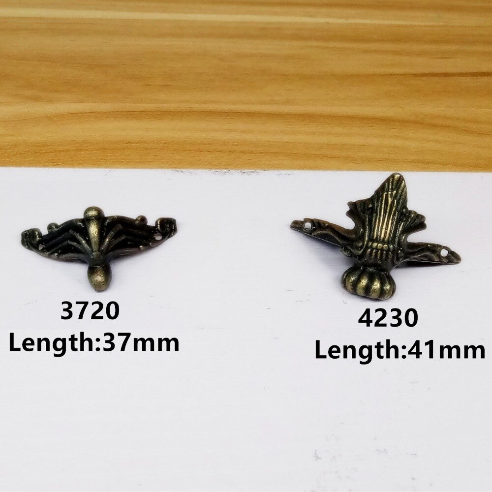 4 st 37*20mm/42*30mm antik mässing vintage brons smycken kista träfodral dekorativa fötter ben möbelhjul med skruvar