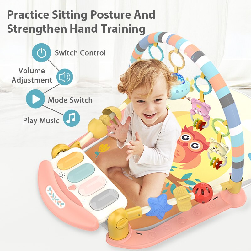 Baby Muziek Rack Speelkleed Puzzel Tapijt Met Piano Toetsenbord Kids Baby Playmat Gym Kruipen Activiteit Tapijt Speelgoed Voor 0-12 Maanden