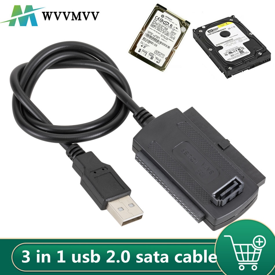 3 i 1 usb 2.0 ide sata 5.25 s- ata 2.5 3.5 tommer harddisk disk hdd adapter kabel til pc bærbar konverter