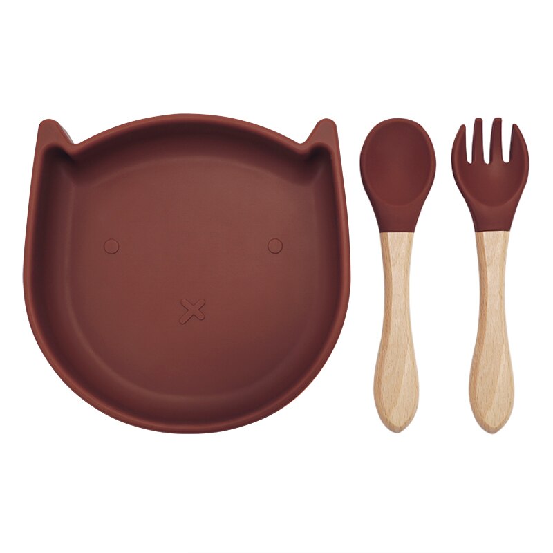 Am azon 100% de alimentaire chat forme bol sécurité aspiration Silione cuillère bébé alimentation ensemble enfant en bas âge de noël: 001