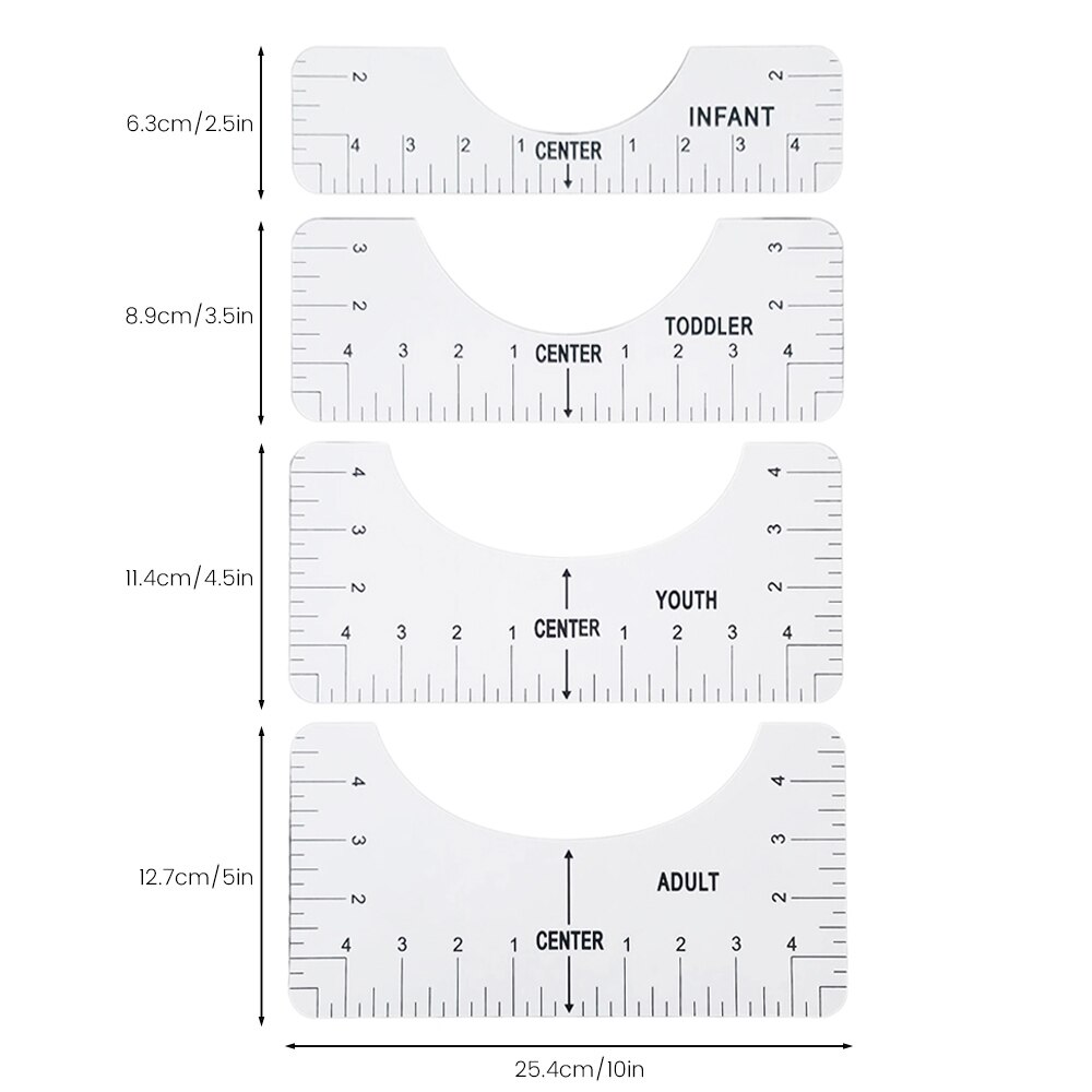 T-shirt Uitlijningsliniaal Set - 12 Stuks Transparante PVC Sjabloon - Draagbaar Plotter voor Doe-het-zelf Naaien T-shirt Uitlijningsliniaal Set - 12 Stuks Transparante PVC Sjabloon - Draagbaar Plotter voor Doe-het-zelf Naaien