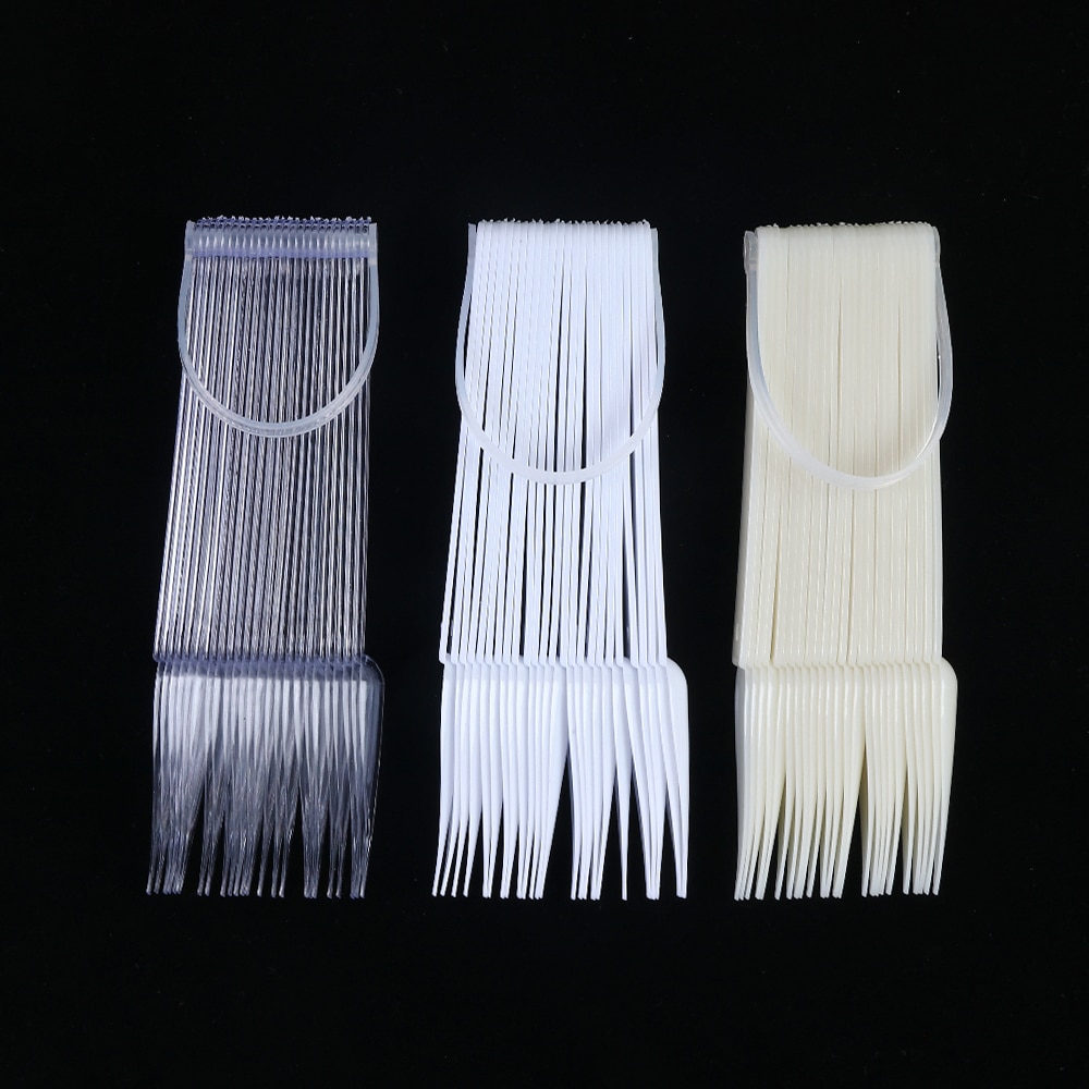 24Pcs Clear Natuur Wit False Nail Tips Display Sample Uv Gel Polish Praktijk Fan Board Nail Art Tool Manicure SA1503-1