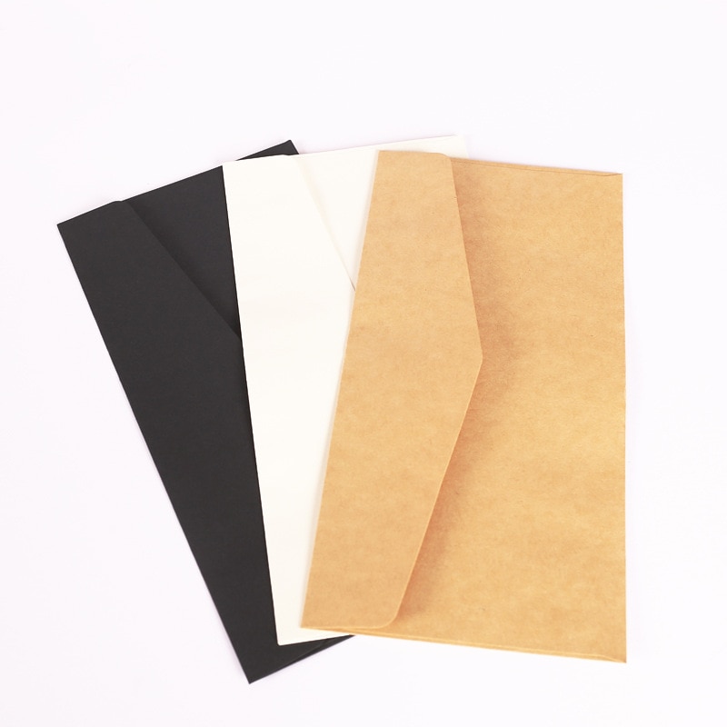 11x21cm kraft white(not pure white) black paper Envelope Message Letter Stationary Storage Paper wedding invitation cover