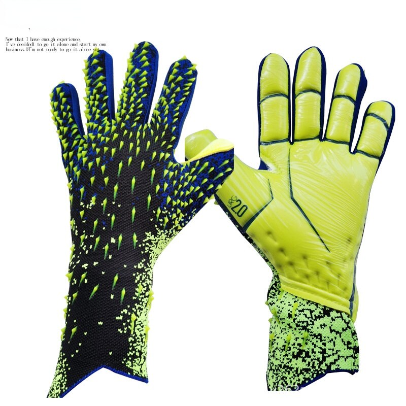 4MM Men Goalie Soccer Goalkeeper Gloves Thicken with Slip Protective Full Latex Football Gloves for Adult Child: Green / 7