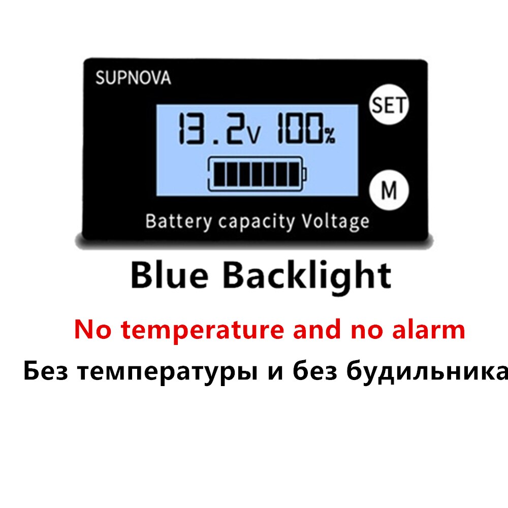 Battery Capacity Indicator DC 8V-100V Lead Acid Lithium LiFePO4 Car Motorcycle Voltmeter Voltage Gauge 12V 24V 48V 72V: Blue