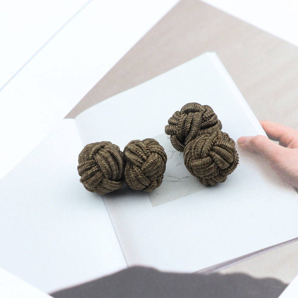 Gemelos con nudo de seda para hombre, gemelos con nudo de seda en colores sólidos, DIY, trenzado, hecho a mano, cuerda doble elástica, manguito de bola, de Novela: 14