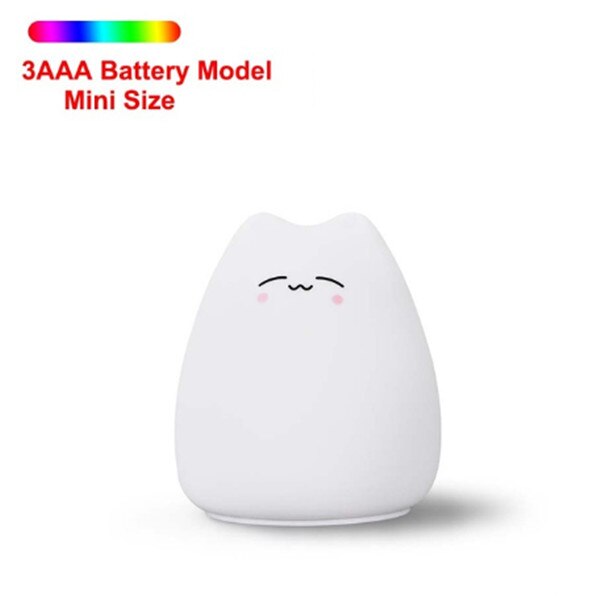 Led färgglad nattlampa djur katt silikon mjuk tecknad baby barn barnkammare lampa för barn leksak: Smart katt