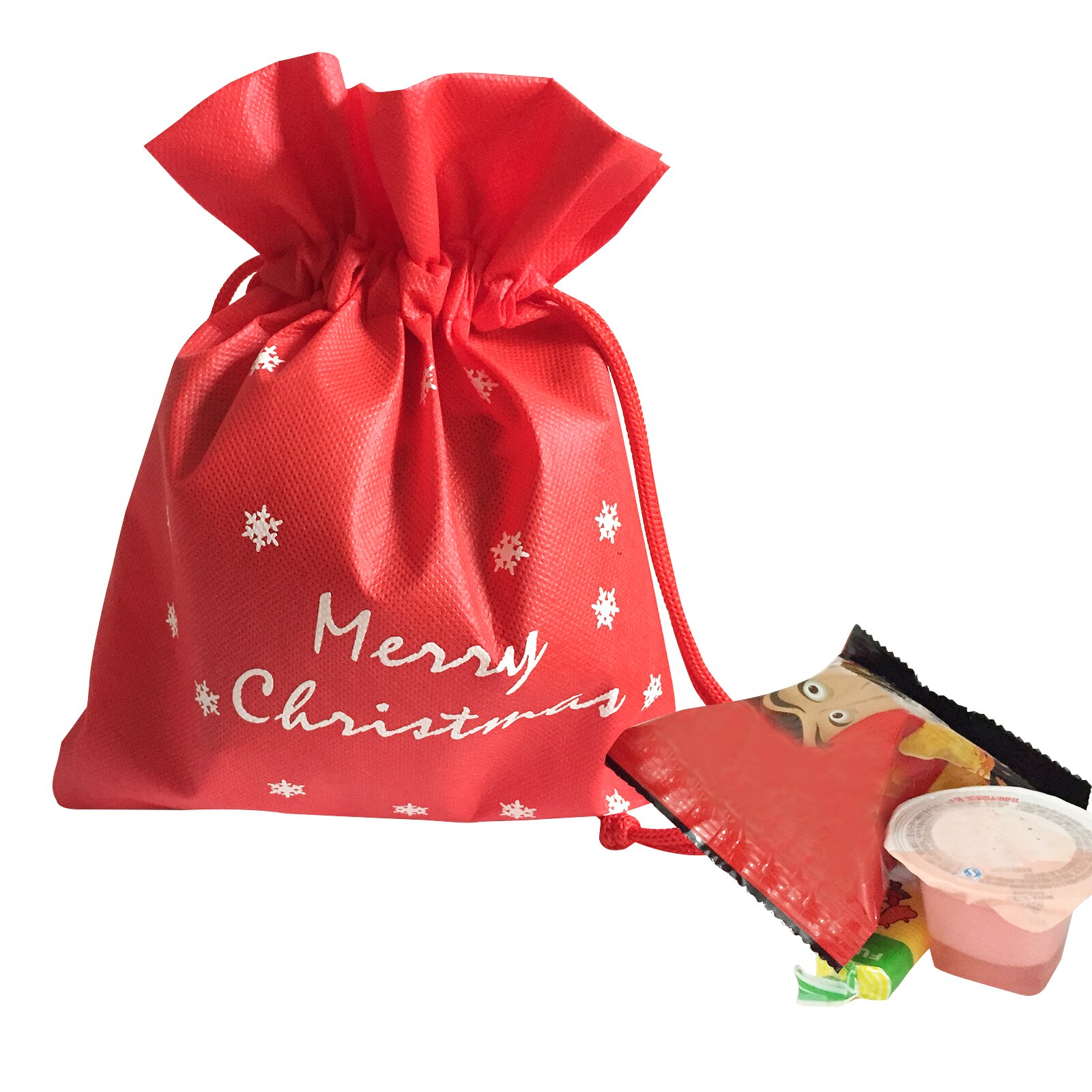 Non-woven Christmas Bags Drawstring Candy Bags Merry Christmas Decorations for Home Year 2022 Bags