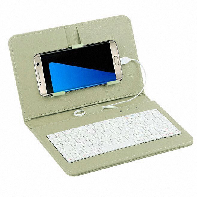 General Wired Keyboard Flip Holster Case For Andriod Mobile Phone 4.2''-6.8'' 20A: Green