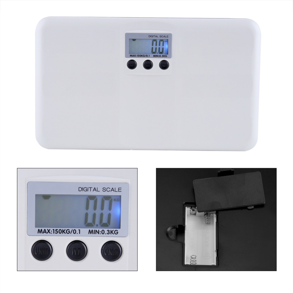 Elektronisk lcd digital viktvåg på/tara funktion batteri/lås larm bebis kroppsviktsvåg