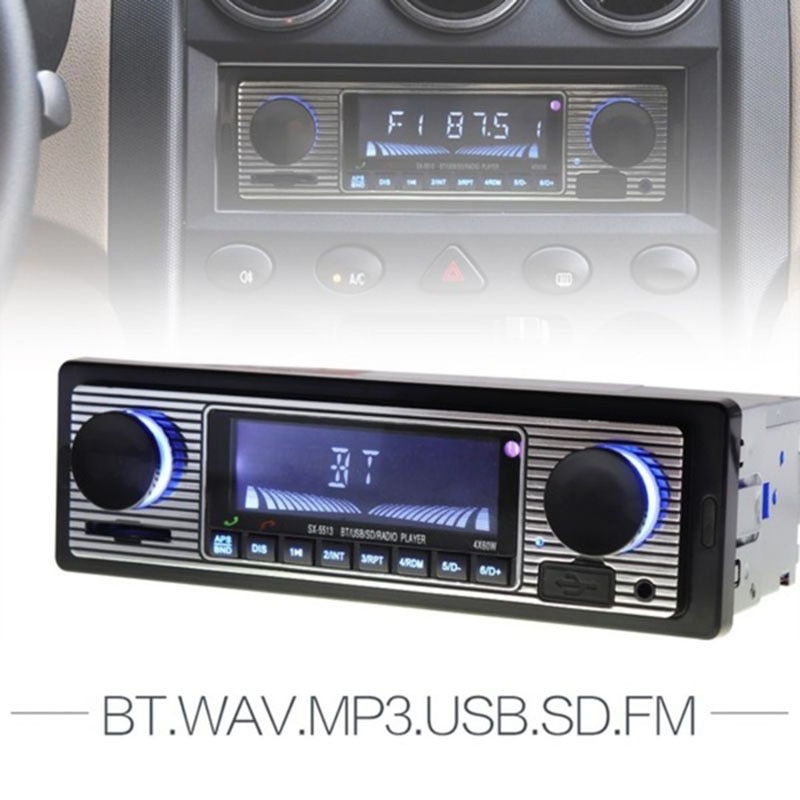 Bluetooth bilstereo lyd bilelektronikk vintage bilradio  mp3 spiller stereo usb aux classic biltilbehør