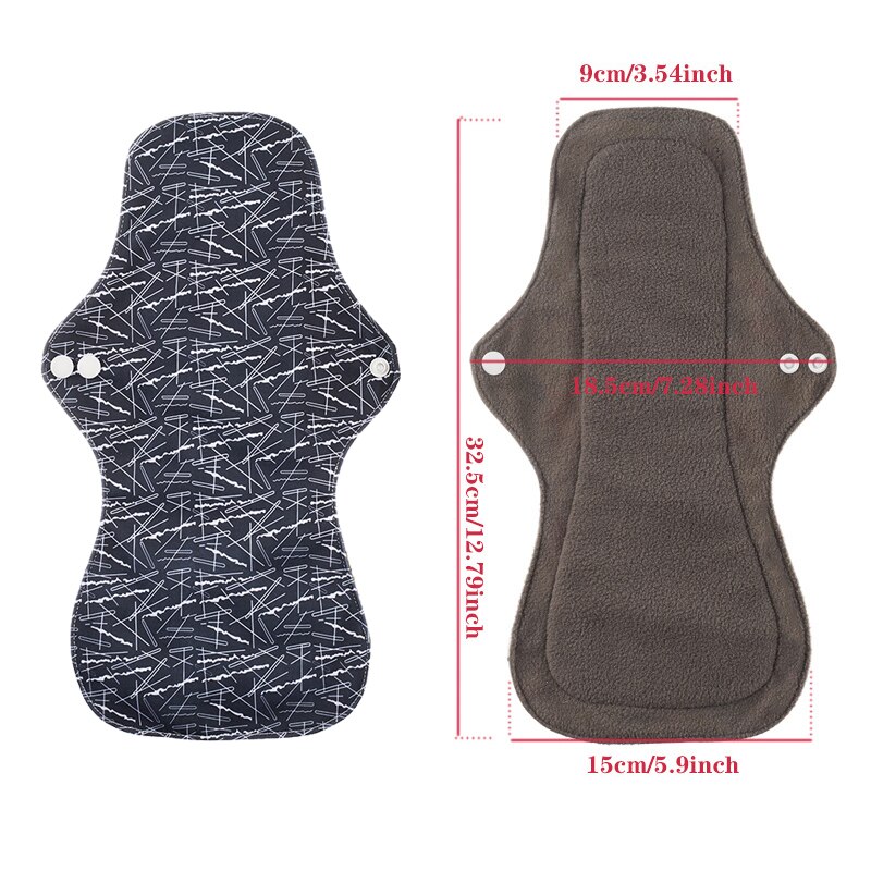 8pcs Bamboo Charcoal Reusable Menstrual Pads For Monthly Women Washable Gaskets Maternity Sanitary Towels Daily Pads 1pc Wet Bag