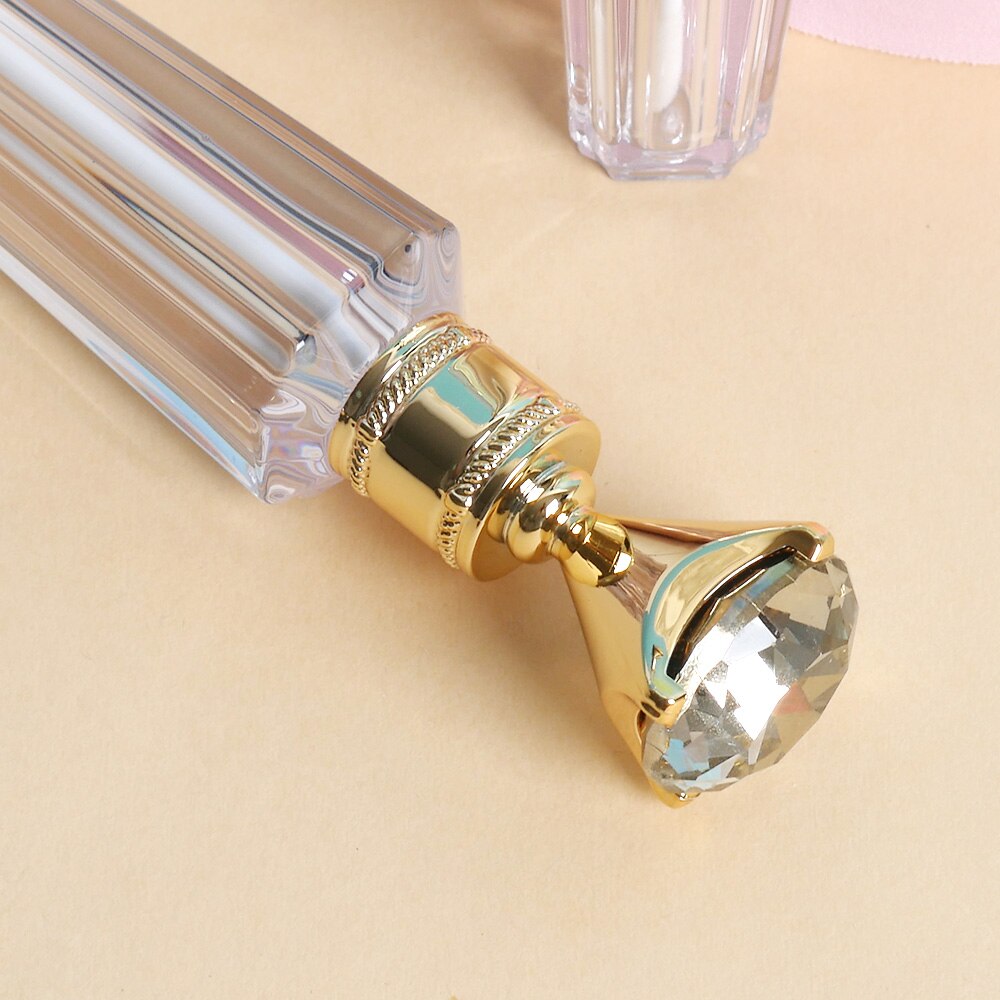Stor diamant lipgloss tube tom gjennomsiktig pe plast leppestift miniprøve gjenbrukbar kosmetisk prøvebeholder