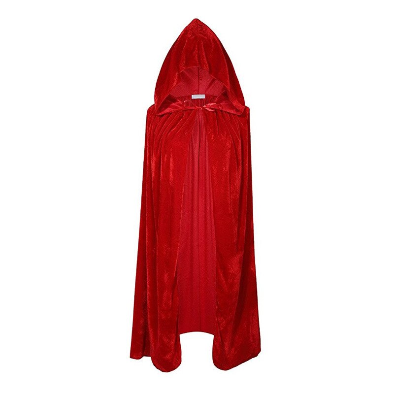 Adultos Unisex hombres mujeres terciopelo Halloween capa de disfraz con capucha Medieval bruja vampiro capa de disfraz abrigos Cosplay: Red