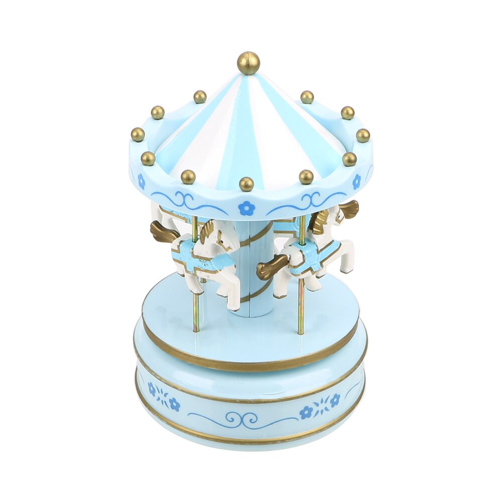 Carousel Box Christmas Wedding Birthday Merry-go-round music boxes Music Boxes Home Decoration: ligh blue 13