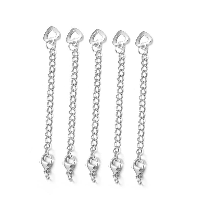 5/10/100pcs/Lot Stainless Steel Extended Extension Tail Chain Lobster Clasps Connector For Bracelet Necklace Jewelry Making: Pale pinkish gray