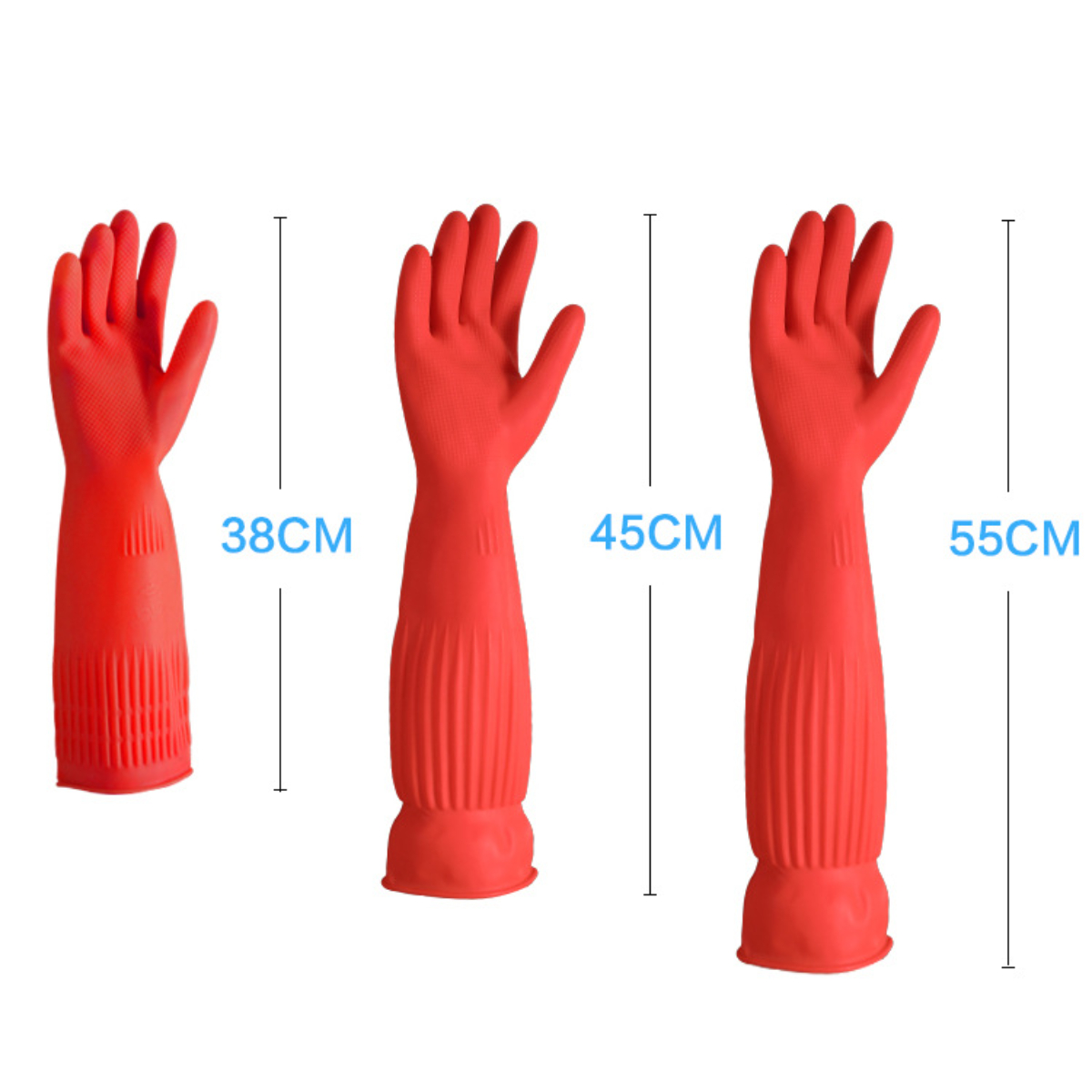 Guantes para lavar platos de látex de 45cm de largo con tendones de vaca engrosados y guantes de goma extendidos, pegamento para limpieza de ropa de 38cm de largo para invierno